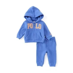 Ralph Lauren Polo - Conjunto de moletom e calça de lã com logotipo de bebê menino, azul Online