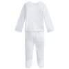 Ralph Lauren Polo Baby - Conjunto de calça de malha de algodão orgânico de manga comprida para menino, azul berilo/branco Fashion