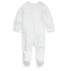 Ralph Lauren Polo Baby - Macacão de malha de malha de algodão orgânico de manga comprida, azul Best