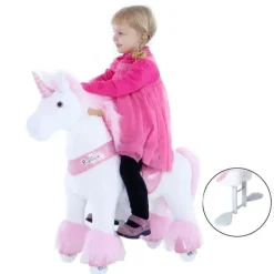 PonyCycle Pink Unicorn 3-5 Anos, Crianças Unicorn Ride on Toy, Ride on Unicorn Toy Toy Plush, Pink Pony Hot