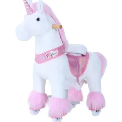 PonyCycle Pink Unicorn 4-10 Anos, Crianças Unicorn Ride on Toy, Ride on Unicorn Toy Toy Plush, Pink Pony Outlet