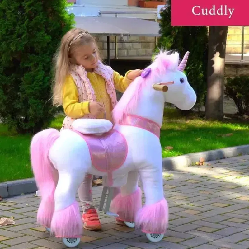 ponycycle_pink_unicorn__a_SKUwB2FIk75_10.webp PonyCycle Pink Unicorn 4-10 Anos, Crianças Unicorn Ride on Toy, Ride on Unicorn Toy Toy Plush, Pink Pony Outlet