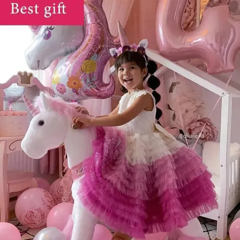 ponycycle_pink_unicorn__a_SKUwB2FIk75_5.webp PonyCycle Pink Unicorn 4-10 Anos, Crianças Unicorn Ride on Toy, Ride on Unicorn Toy Toy Plush, Pink Pony Outlet