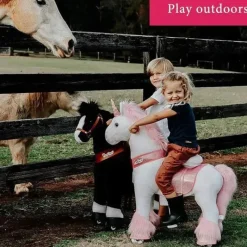 PonyCycle Pink Unicorn 4-10 Anos, Crianças Unicorn Ride on Toy, Ride on Unicorn Toy Toy Plush, Pink Pony Outlet