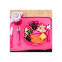 Iplay Prato de Aprendizagem de Brotos Verdes Feito de Silicone, Rosa Clearance