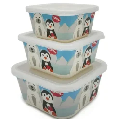 Primo Passi - 3 unidades de recipientes de comida infantil de fibra de bambu para amigos de inverno, pinguim/polar Sale