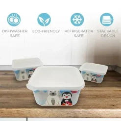 Primo Passi - 3 unidades de recipientes de comida infantil de fibra de bambu para amigos de inverno, pinguim/polar Sale