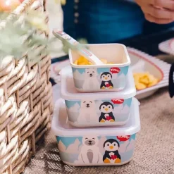 Primo Passi - 3 unidades de recipientes de comida infantil de fibra de bambu para amigos de inverno, pinguim/polar Sale