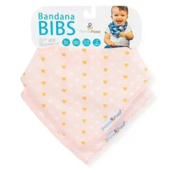 Primo Passi - Babador Bandana com 2 unidades de corações dourados/arcos brancos Fashion