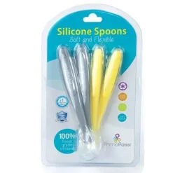 Primo Passi - Colher de Silicone 4Pk, Cinza/Amarelo Online