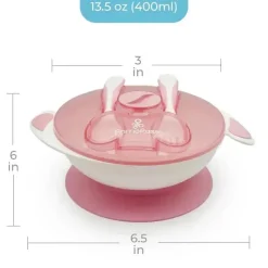 Primo Passi - Conjunto de alimentação com tigela de sucção para bebês, rosa claro Hot