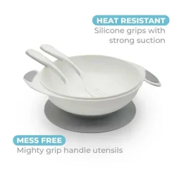 Primo Passi - Conjunto de alimentação com tigela de sucção para bebês, cinza New