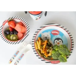 Primo Passi - Conjunto infantil de bambu com ventosa e copo, amigos de inverno New