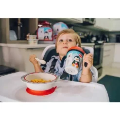 Primo Passi - Conjunto infantil de bambu com ventosa e copo, amigos de inverno New