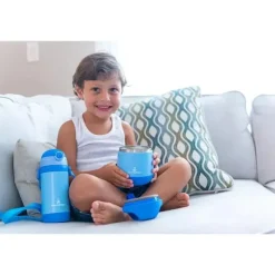 Primo Passi - Frasco de comida isolado para bebê, 12 onças/350ml, azul Hot