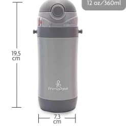 Primo Passi - Garrafa Isolada em Palha 12oz/350ml, Cinza Sale
