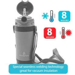Primo Passi - Garrafa Isolada em Palha 12oz/350ml, Cinza Sale