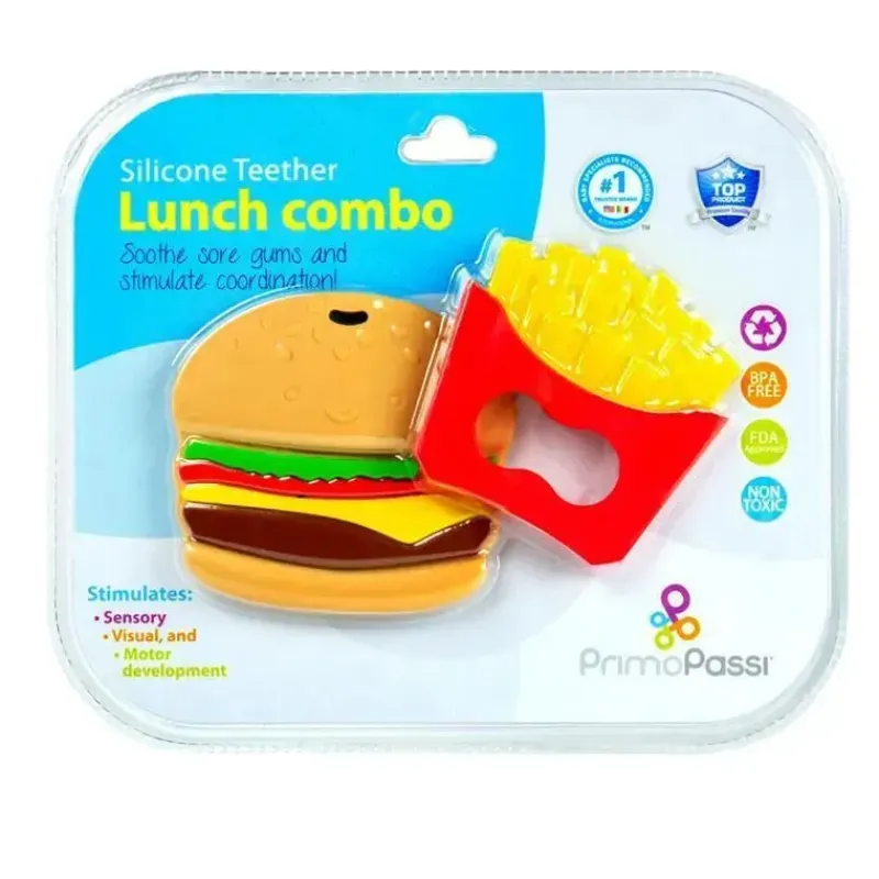 primo_passi__mordedor_de__SKUvW826tdF_1.webp Primo Passi - Mordedor de silicone para bebês, batatas fritas e hambúrguer Best