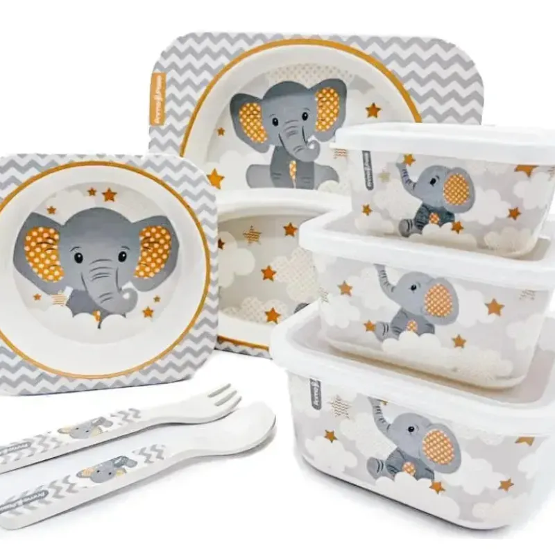 primo_passi__super_combo__SKULthSzjbQ_0.webp Primo Passi - Super Combo Infantil Fibra de Bambu - Prato Quadrado Dividido, Tigela Quadrada, Garfo e Colher e 3 Recipientes Com Tampas - Pequeno Elefante Sale