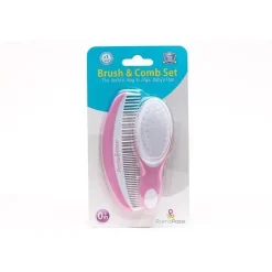 MacroBaby Primo Passi Conjunto de escovas e pentes supermacios para bebês (rosa) + Condicionador Magic Detangler Hot