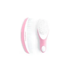 MacroBaby Primo Passi Conjunto de escovas e pentes supermacios para bebês (rosa) + Condicionador Magic Detangler Hot