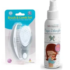 MacroBaby Primo Passi Conjunto de escovas e pentes supermacios para bebês (rosa) + Condicionador Magic Detangler Best