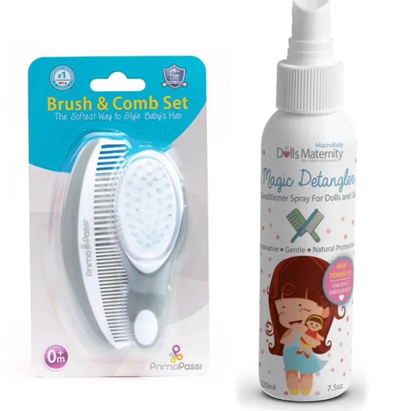 primo_passi_super_soft_ba_SKUs3QXXeCq_0.webp MacroBaby Primo Passi Super Soft Baby Comb And Brush Set (Pink) + Magic Detangler Conditioner Clearance