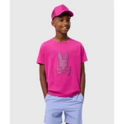 Psycho Bunny Kids - Riviera Graphic Tee, Vermelho Fúcsia Hot
