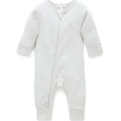 Pure Baby - Macacão de bebê com zíper canelado neutro, melange de trigo Sale