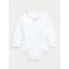 Ralph Lauren - Body Interlock Manga Longa Polo One Piece, Branco Clearance