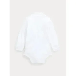 Ralph Lauren - Body Interlock Manga Longa Polo One Piece, Branco Clearance