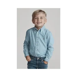 Ralph Lauren - Camisola manga comprida Chambray - Azul Claro 2T Fashion