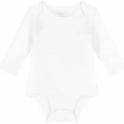 Ralph Lauren Baby - Body de manga comprida com gola redonda, branco Fashion