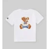 Ralph Lauren Baby - Camiseta de malha de algodão de manga curta com estampa de urso, branca Discount