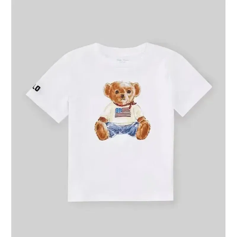 ralph_lauren_baby__camise_SKUuniCwbnr_0.webp Ralph Lauren Baby - Camiseta de malha de algodão de manga curta com estampa de urso, branca Discount
