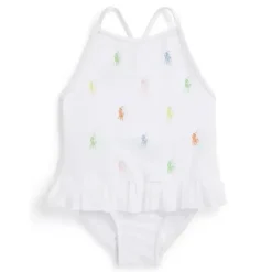 Ralph Lauren Baby - 1Pk All Over Pony Schiffli Maiô Branco Clearance