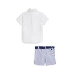 Ralph Lauren Baby - 3Pk Short-Sleeve Interlock Sport Shirt With Belt And Seersucker Short Fashion
