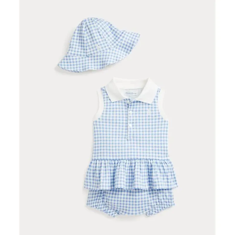ralph_lauren_baby__pk_sle_SKUJUf2CsE9_0.webp Ralph Lauren Baby - 2Pk Sleeveless Interlock Knit Gingham Ruffle Polo Shortall With Hat Fashion