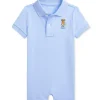 Ralph Lauren Baby - Short-Sleeve Cotton Interlock Novelty Bear Graphic Shortall, Office Blue Online