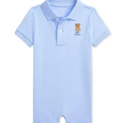 Ralph Lauren Baby - Short-Sleeve Cotton Interlock Novelty Bear Graphic Shortall, Office Blue Online