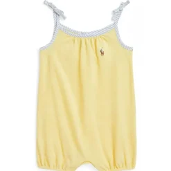 Ralph Lauren Baby - Sleeveless Oxford Mesh Tank Bubble Shortall, Yellow Discount