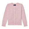 Ralph Lauren Baby – Suéter Cardigan de malha de caxemira de manga comprida rosa Clearance
