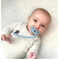 Raz Baby Razbaby - Razzies Silicone Paci/Suporte de Mordente 2Pk, Azul e Cinza Hot