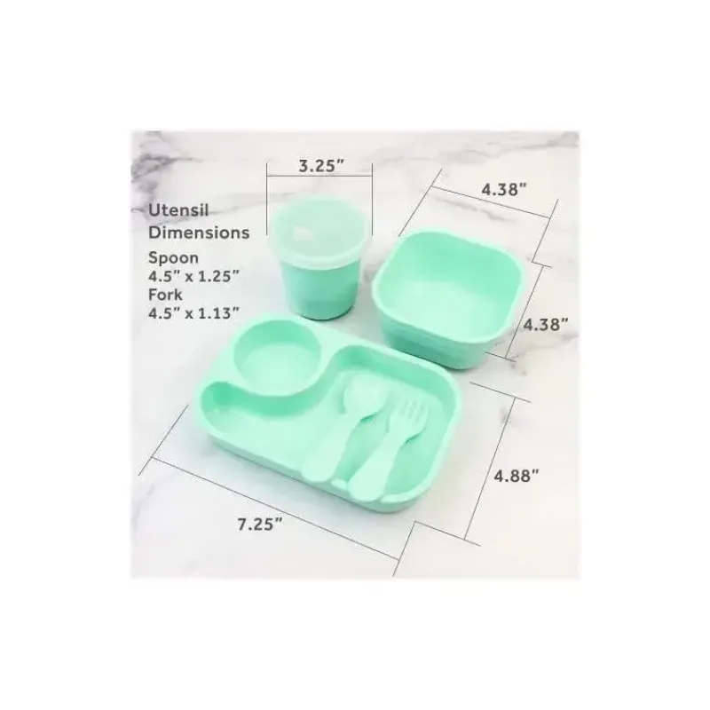 re_play__conjunto_de_jant_SKUDrGNkbA5_1.webp Re Play - Conjunto de jantar minúsculo 5Pk Suprimentos de alimentação para bebês e crianças pequenas, hortelã Hot