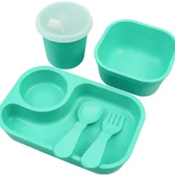 Re Play - Conjunto de jantar minúsculo 5Pk Suprimentos de alimentação para bebês e crianças pequenas, Aqua Best