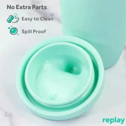 Re Play - Copo com canudinho de silicone sustentável de 8 onças para crianças, hortelã Sale