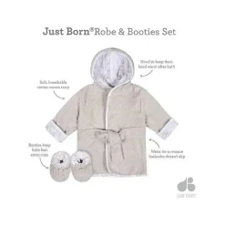 Just Born Recém Nascido - Conjunto de Robe e Bota 2Pk, Cinza Quente Outlet