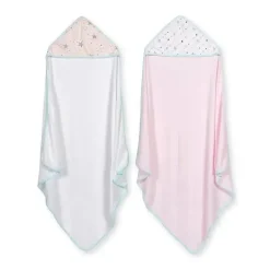 Just Born Recém-nascido - 2Pk Love and Sugar Toalhas com Capuz, Rosa Hot