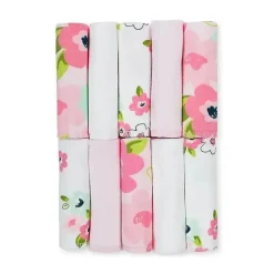 Just Born Recém-nascido - Toalhinhas Flor de 10 Pk, Rosa Clearance