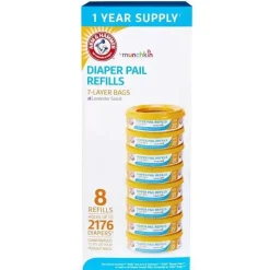 Munchkin Refil de balde de fralda Arm &amp; Hammer anéis 8-Pack, 2.176-contagem New